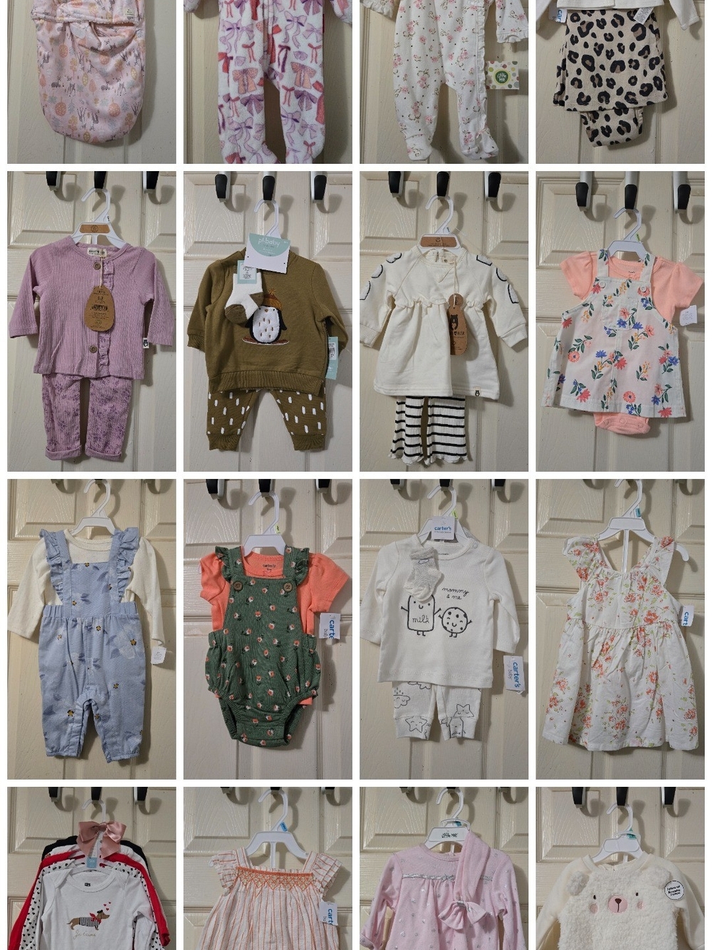 Assorted Baby Girl Clothing Bundle — Pink, White, Green, Cream (NB to 6M)